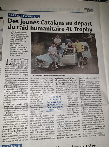 Article de L’Indépendant du 5 mars 2021